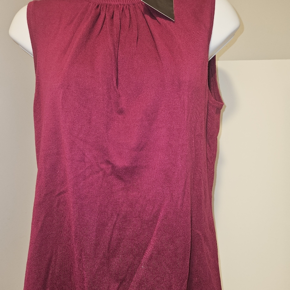 Terry Lewis Classic Luxuries Red Sleeveless Pleated Blouse